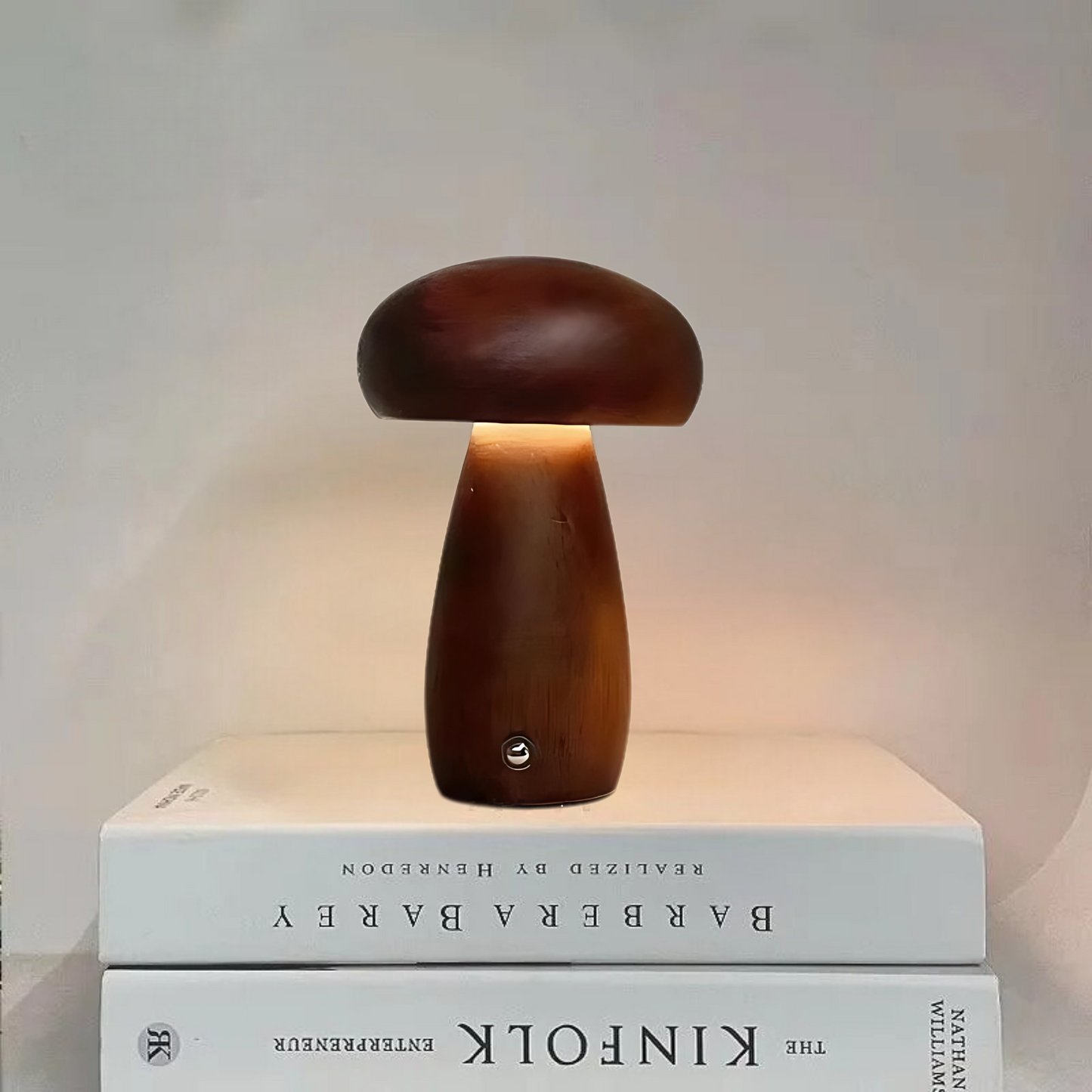 Lampe de chevet en bois design champignon