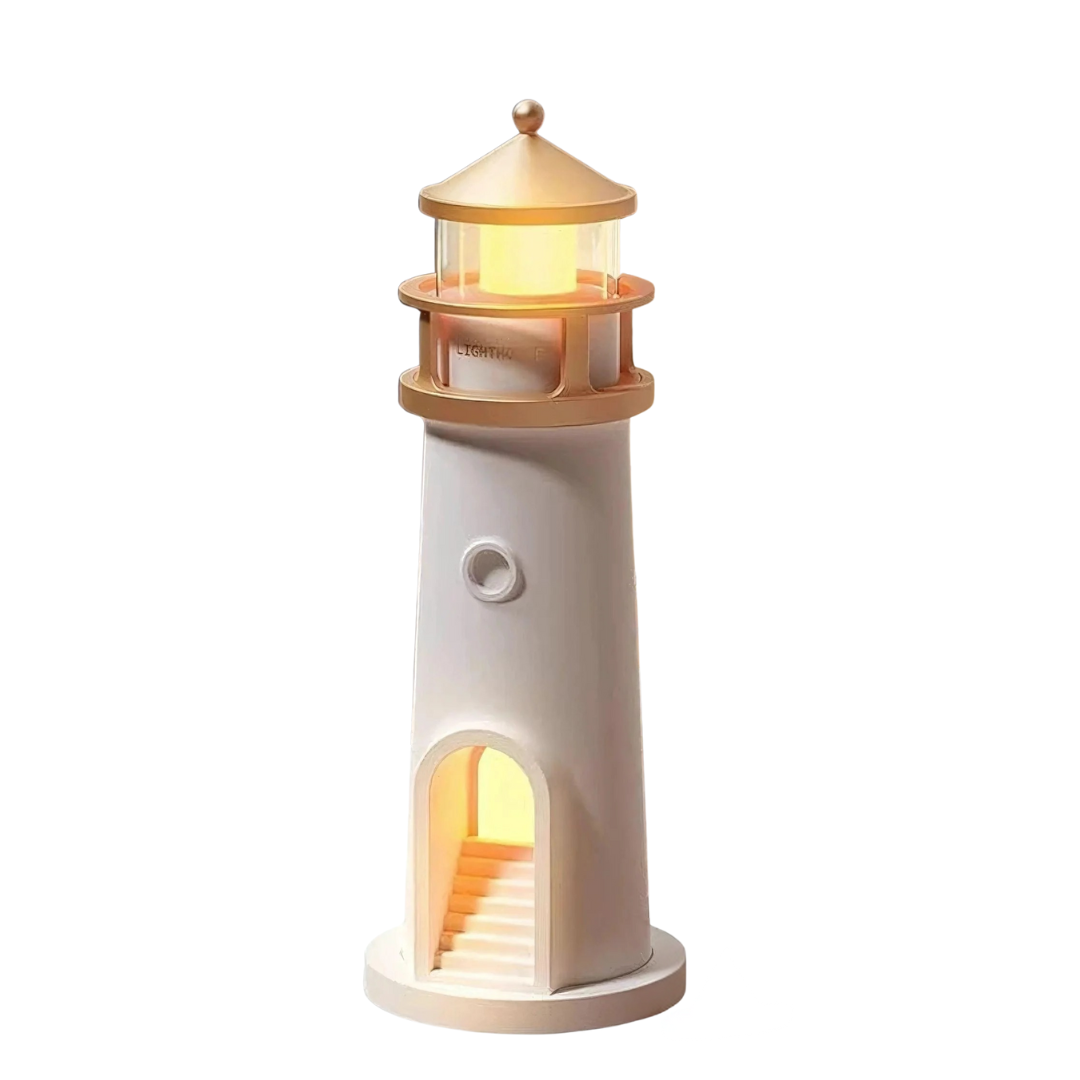 Lampe De Bureau Style Marin - Bois Et Verre - Abat-jour Phare - LED