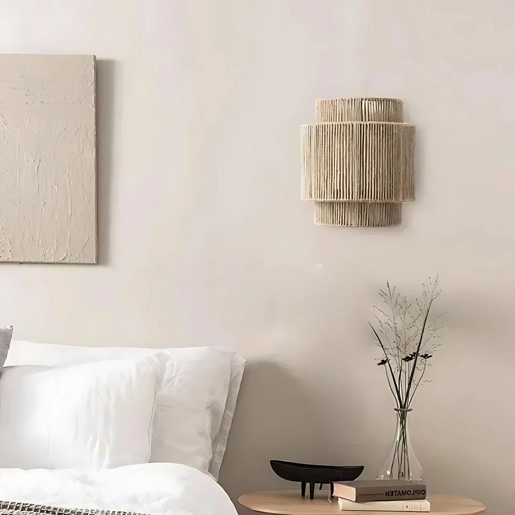 Lampe de chevet bambou rotin