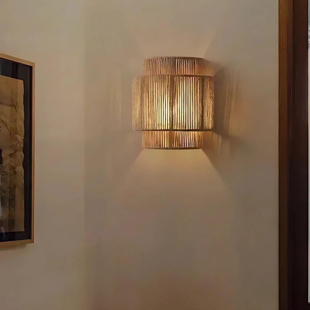 Lampe de chevet bambou rotin