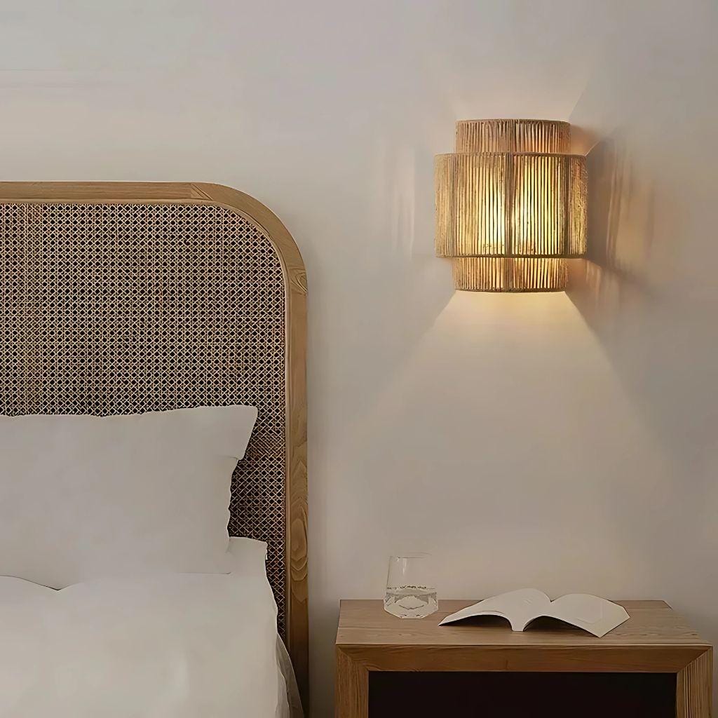 Lampe de chevet bambou rotin