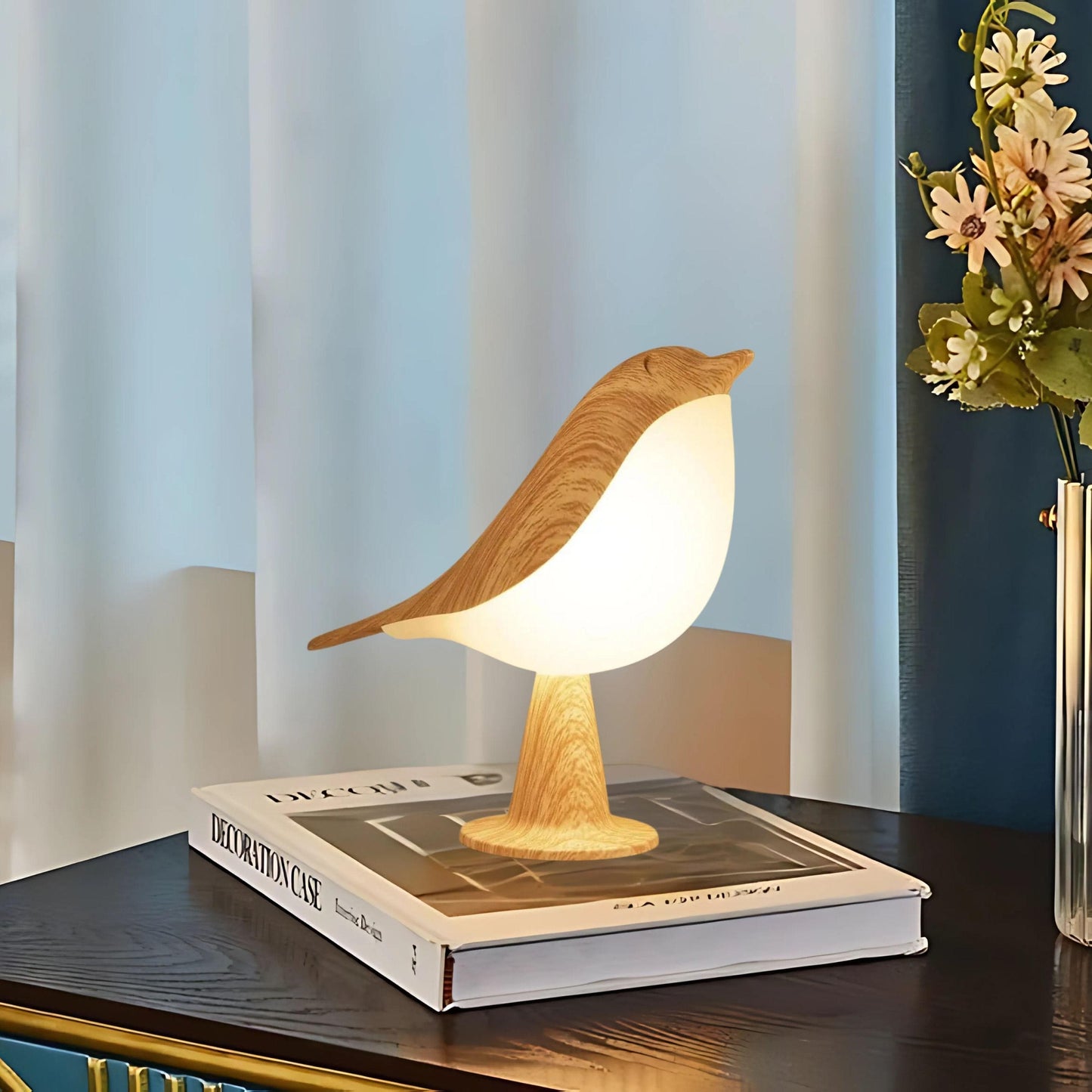Lampe de chevet oiseau Bois clair