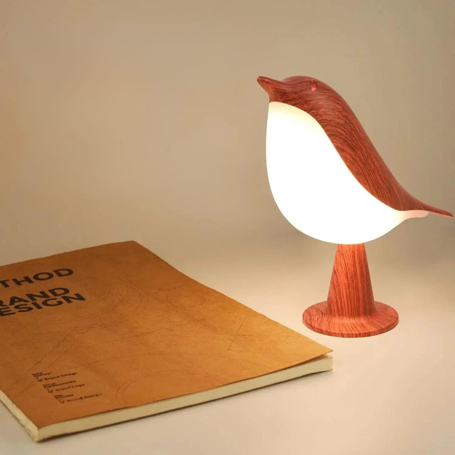 Lampe de chevet oiseau Bois rouge