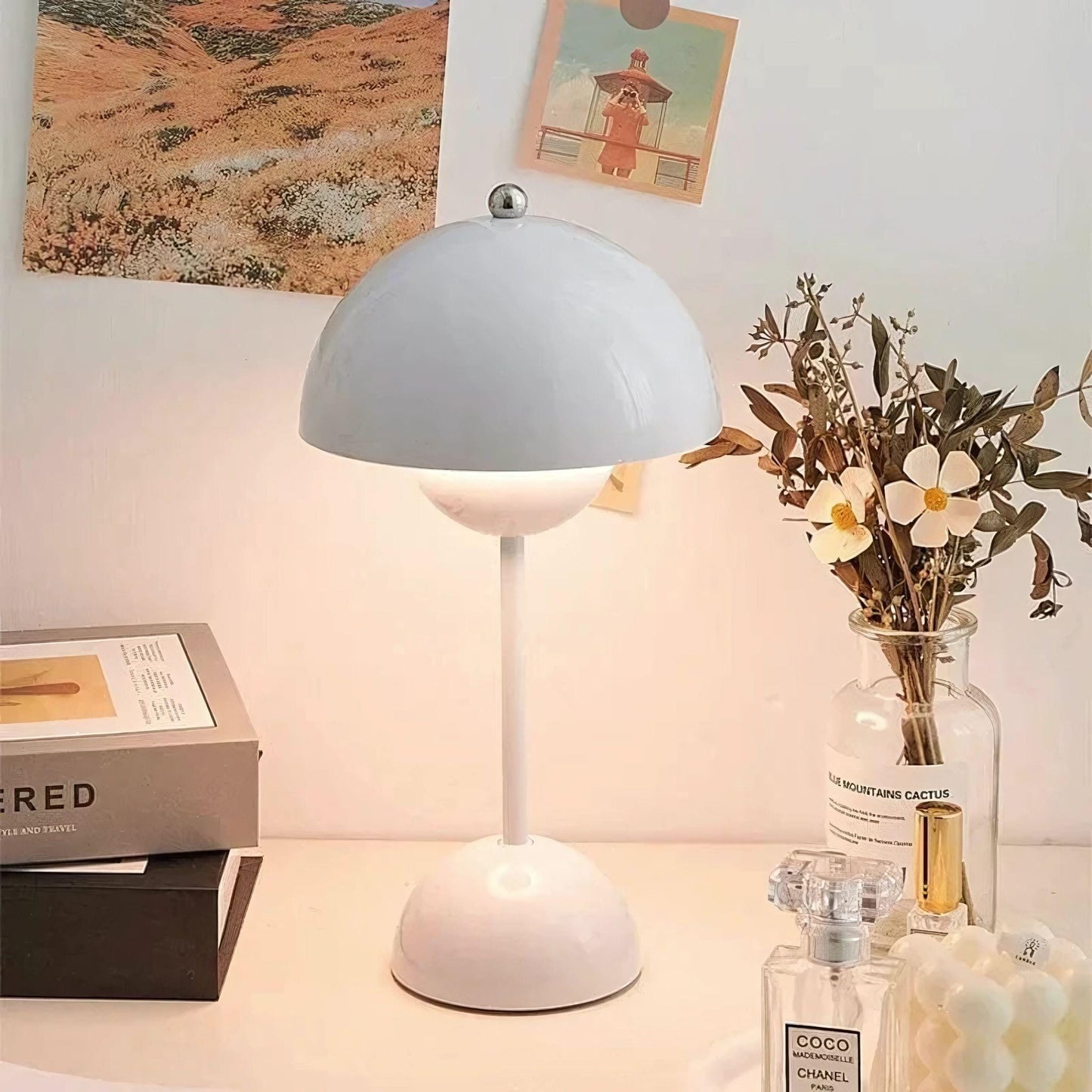 Lampe de chevet rétro chic Blanc