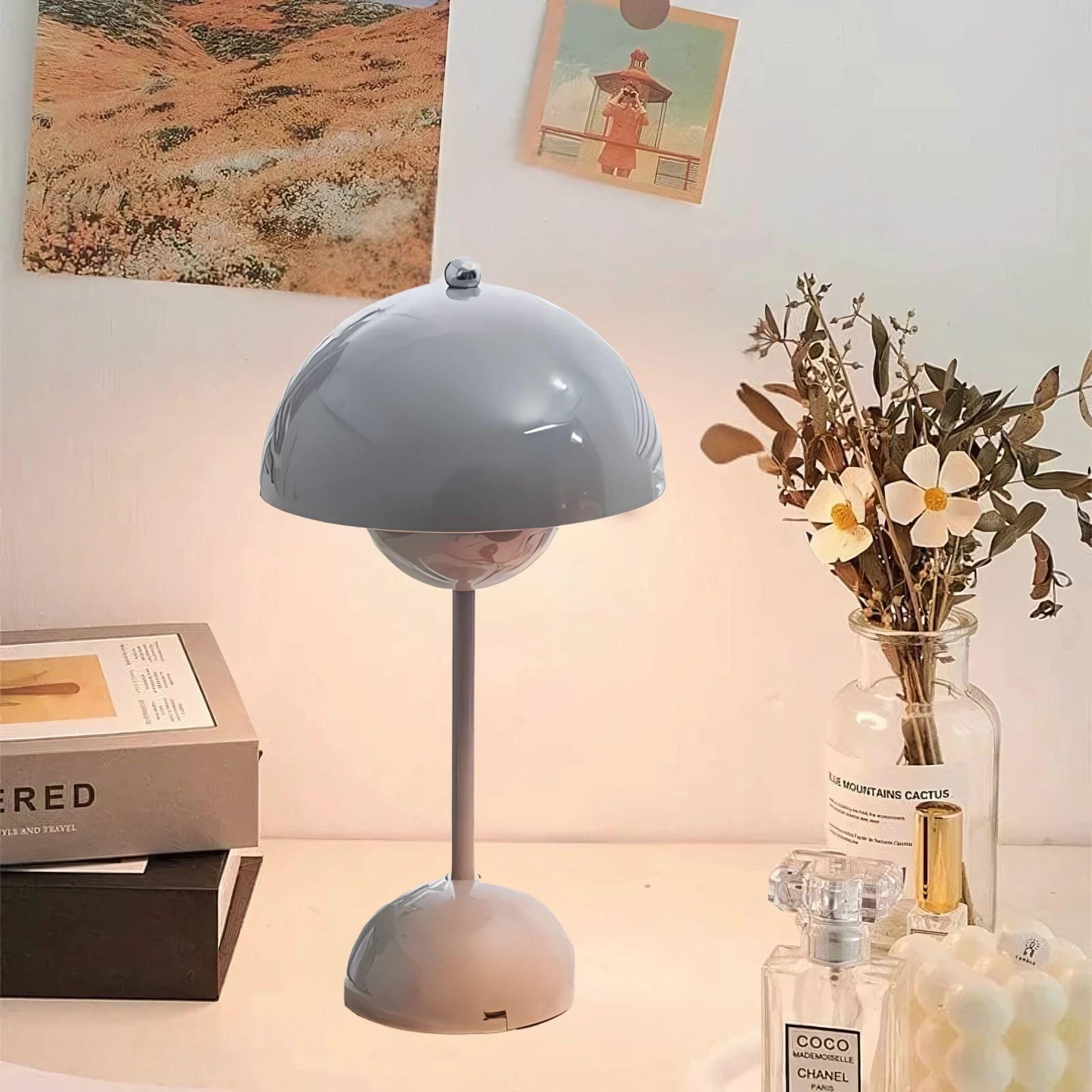 Lampe de chevet rétro chic Gris