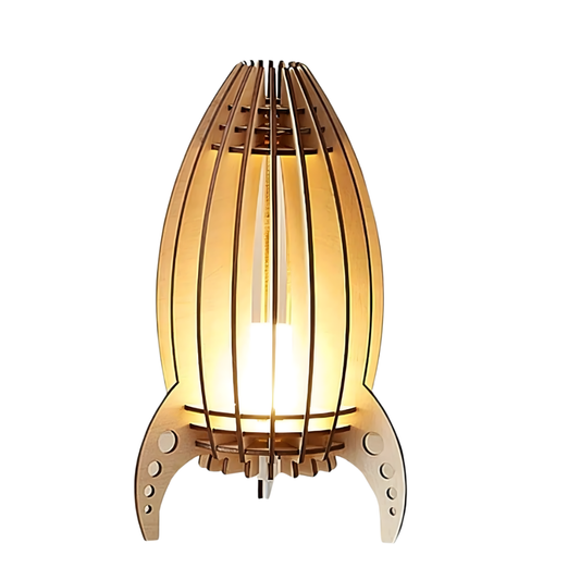 Lampe de chevet enfant fusée bois