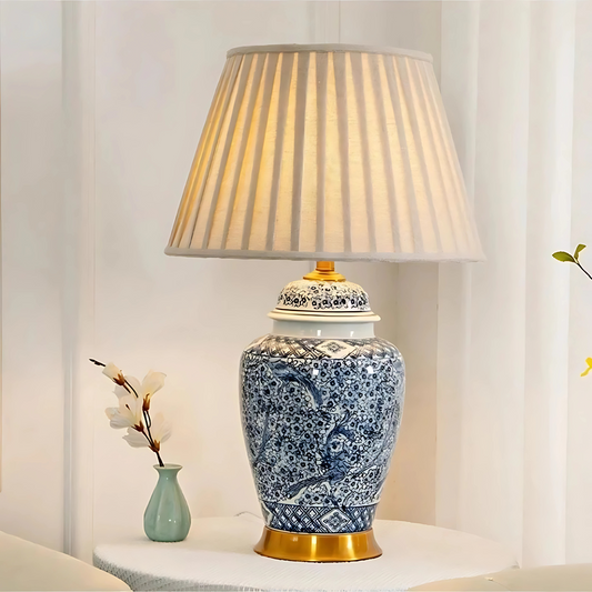 Lampe de chevet en céramique avec abat-jour
