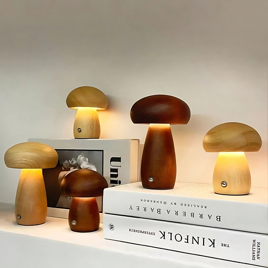 Lampe de chevet en bois design champignon