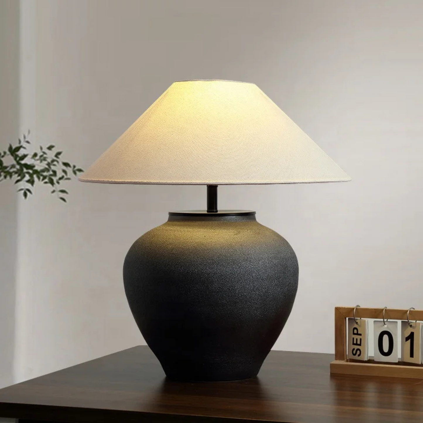 Lampe de chevet en céramique avec abat-jour