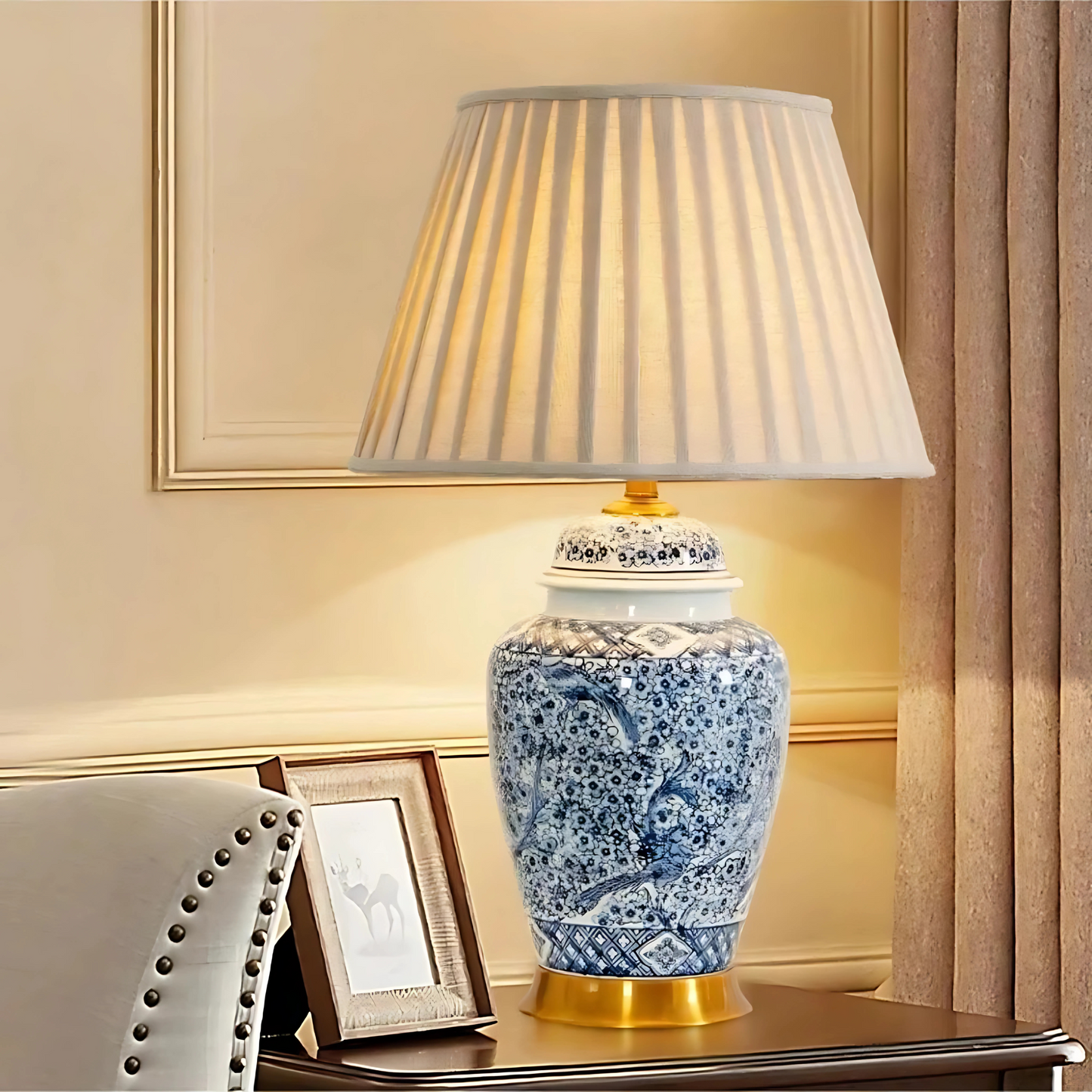Lampe de chevet en céramique avec abat-jour