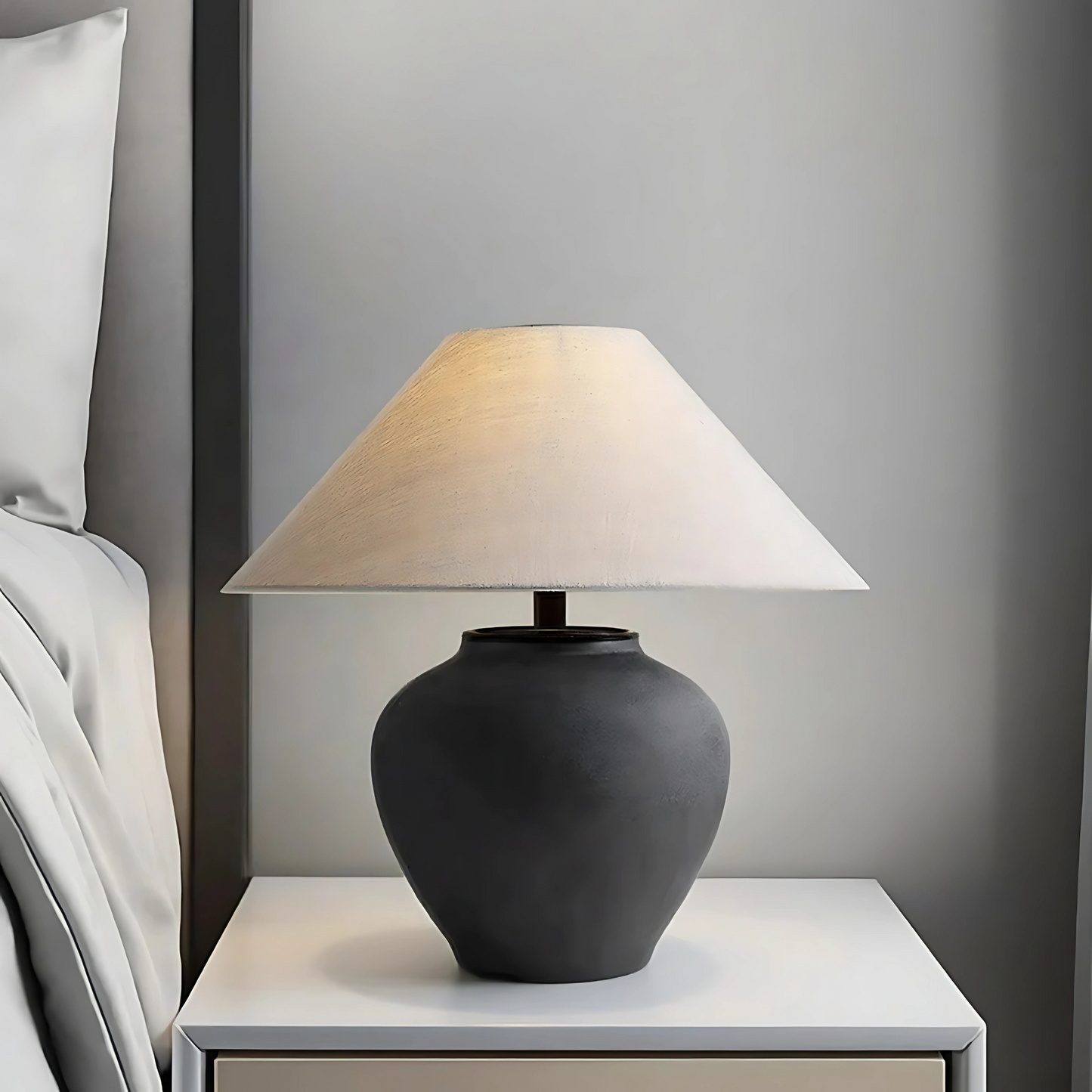 Lampe de chevet en céramique avec abat-jour