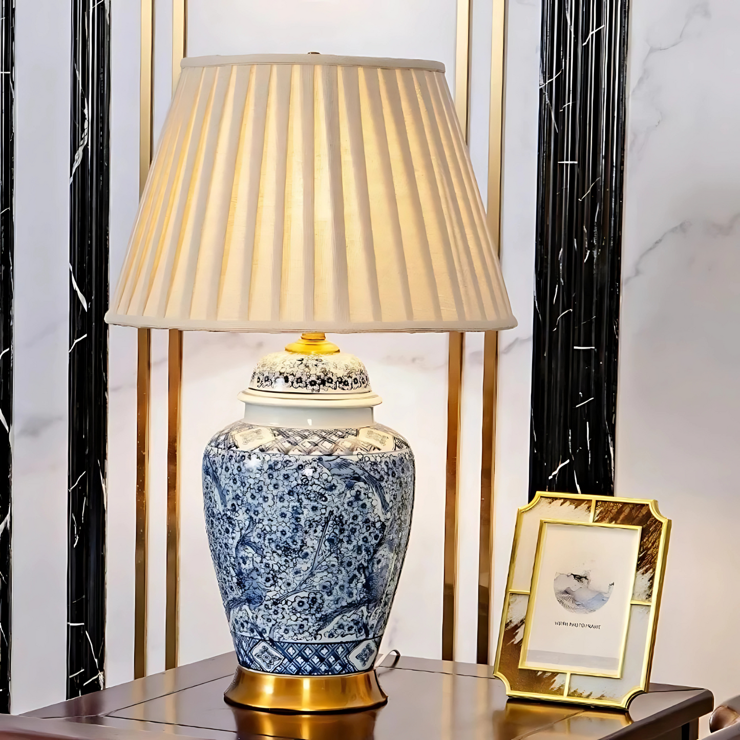 Lampe de chevet en céramique avec abat-jour