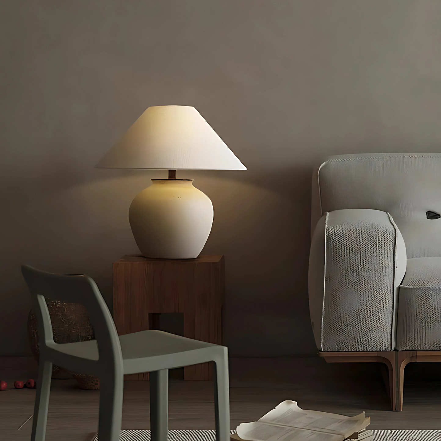 Lampe de chevet en céramique avec abat-jour