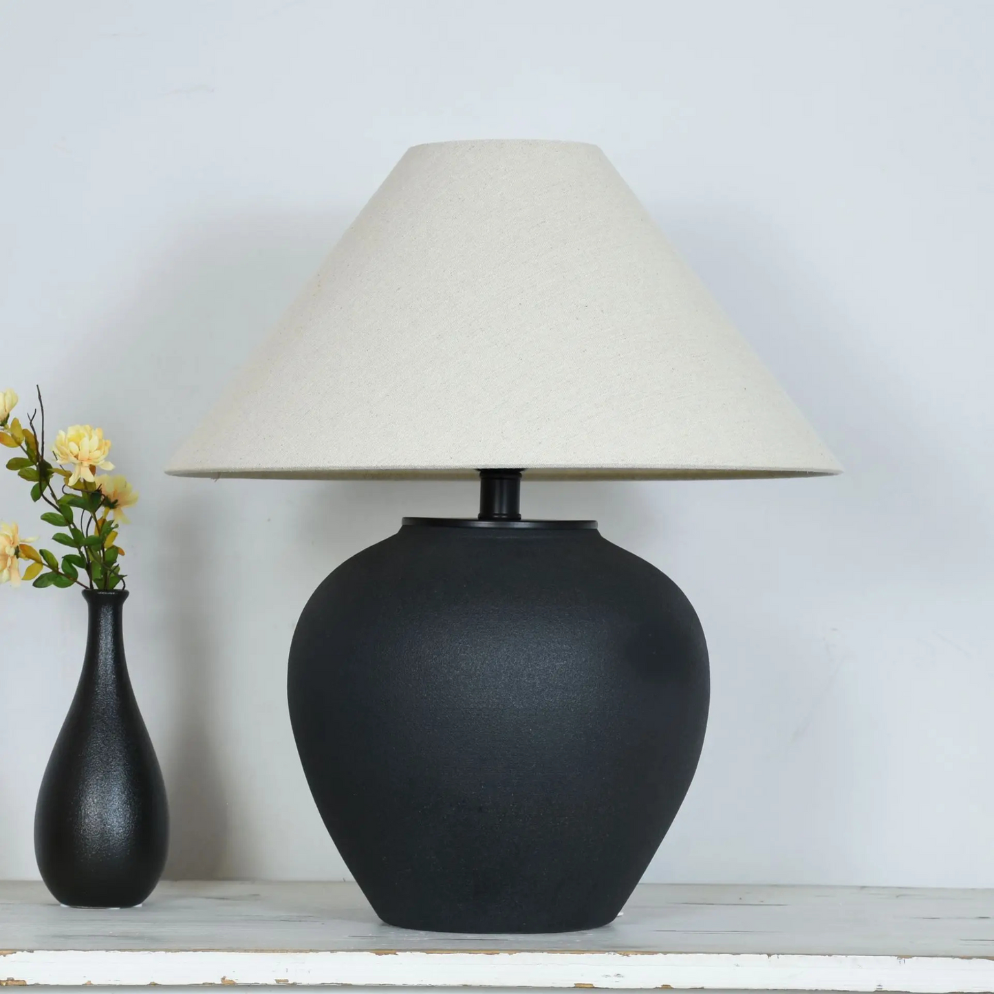 Lampe de chevet en céramique avec abat-jour