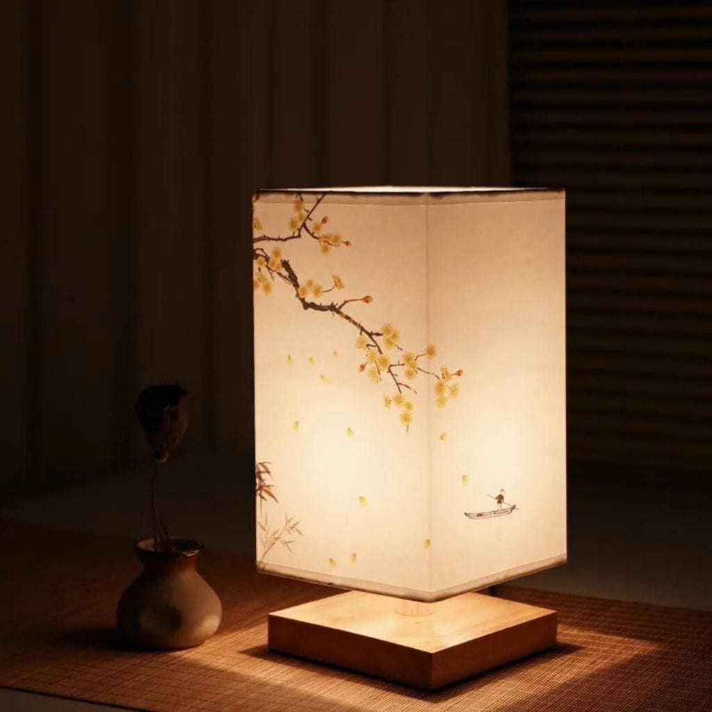 Lampe de chevet au style Japonaise Style Prune Jaune