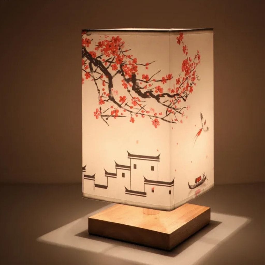 Lampe de chevet au style Japonaise Style Prune Rouge