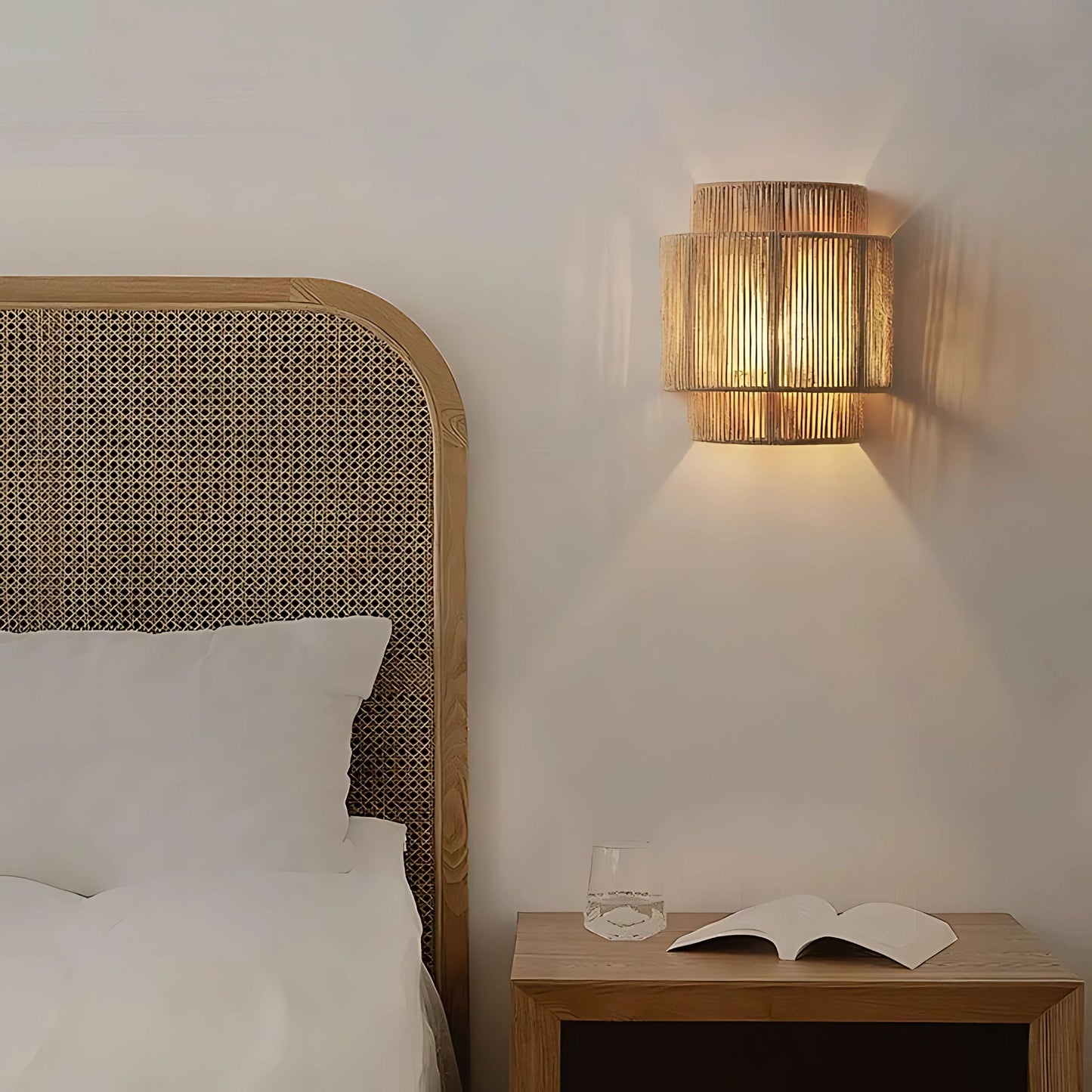 Lampe de chevet bambou rotin